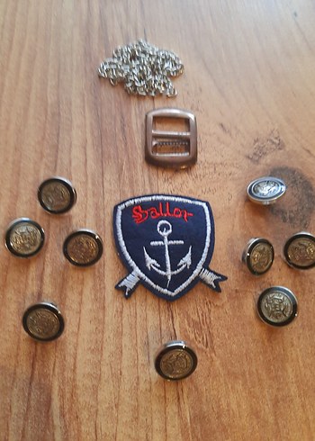 Kahverengi Vintage Biker Rozet ve Düğme Seti - Görsel 5