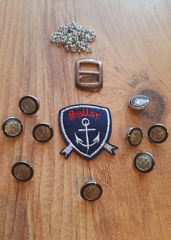 Kahverengi Vintage Biker Rozet ve Düğme Seti - Görsel 3