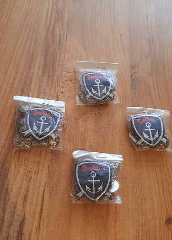 Kahverengi Vintage Biker Rozet ve Düğme Seti - Görsel 2