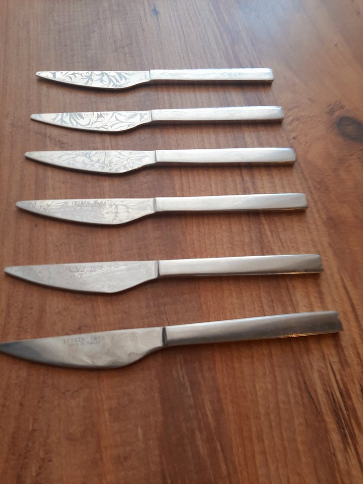 Bej ve Gri Desenli 6 Parça Bıçak Seti - Görsel 3