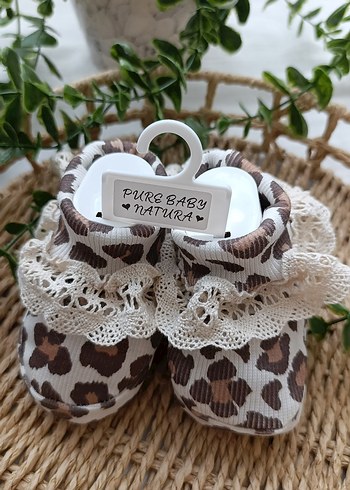 Dantel Detaylı Leopar Desenli Bebek Patik 6ay