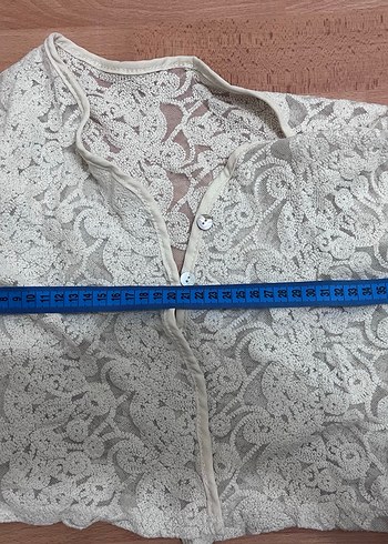 Dantel İşlemeli Uzun Kollu Beyaz Bolero - Görsel 3