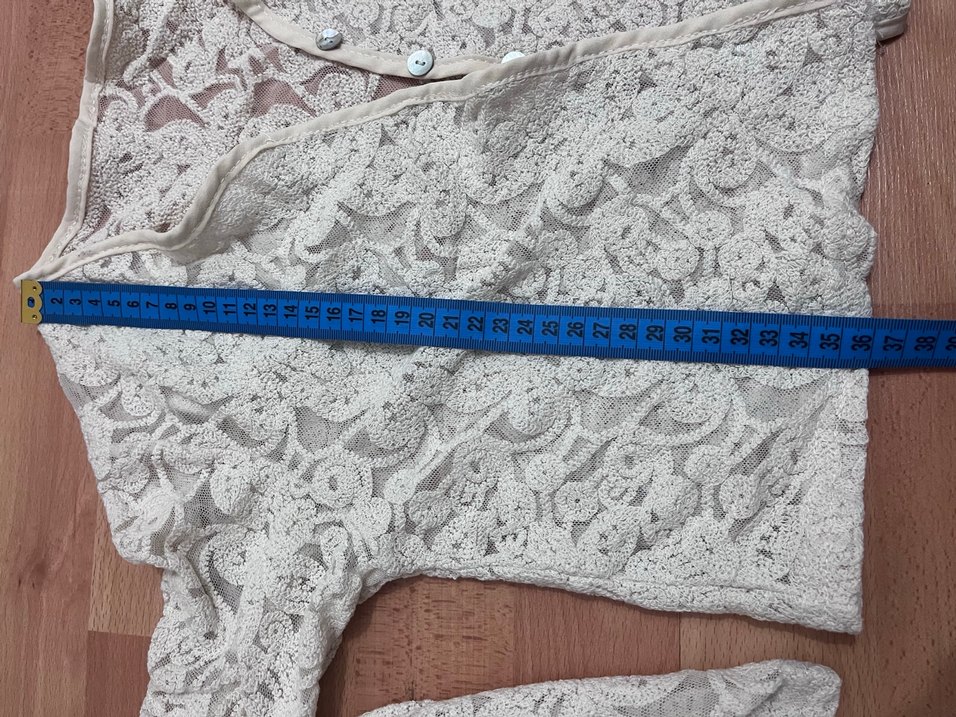 Dantel İşlemeli Uzun Kollu Beyaz Bolero - Görsel 4