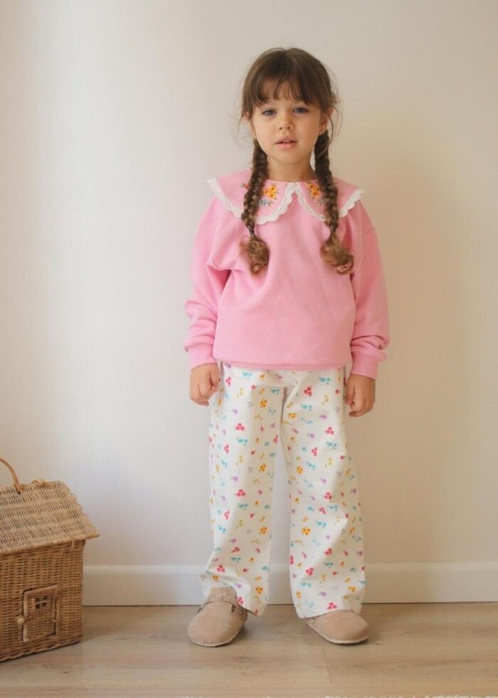 ?Fisto yakalı sweat çiçekli pantolon - Görsel 3