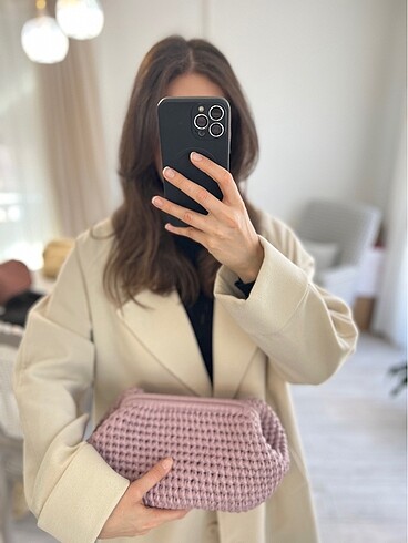Beden pembe Renk Deri clutch