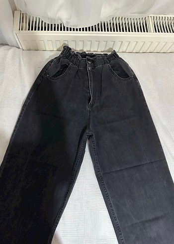 Siyah Lastik Bel Salaş Kot Pantolon