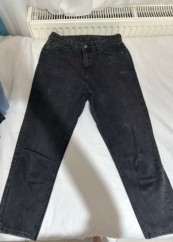 Siyah Kadın Midi Boy Loose Fit Kot Pantolon