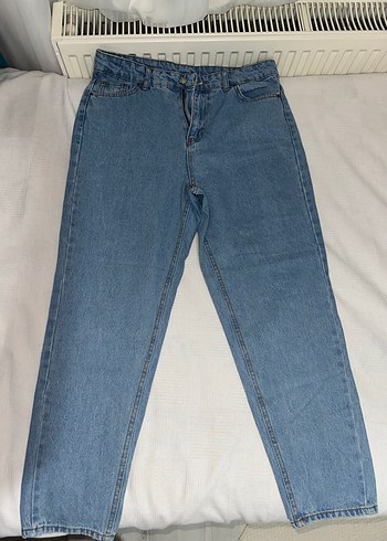 42 Beden Mavi Loose Fit Midi Denim Kadın Jean