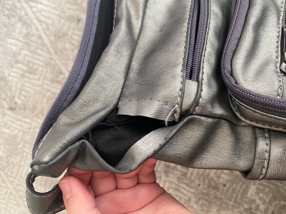 Gri Deri Fermuarlı Kadın Çanta - Görsel 3