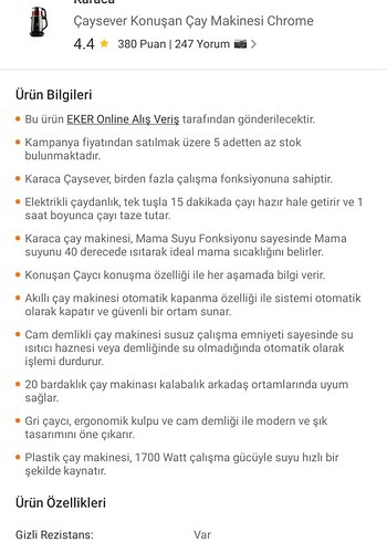 Karaca Siyah Çay Makinesi - Görsel 2