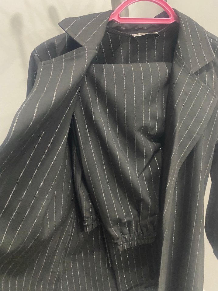 Gri Çizgili Uzun Kollu Kadın Takım - Görsel 3