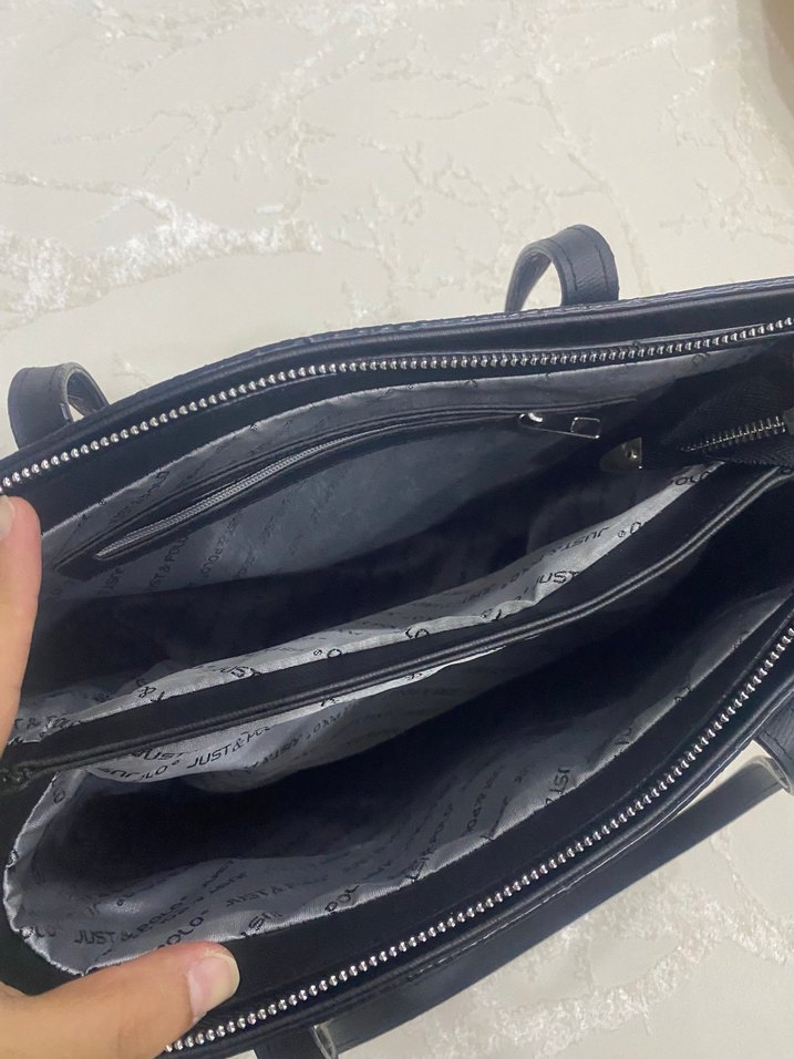 Polo Fermuarlı Siyah Deri Kadın kol çantası - Görsel 3