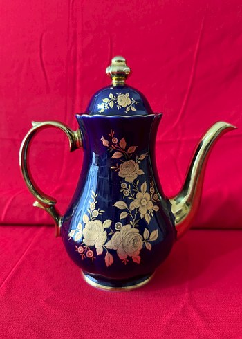 Beden Kobalt Mavi ve Altın Detaylı 25 cm çay potu