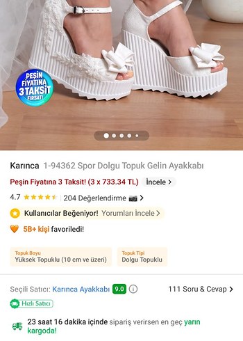 Beyaz Dolgu Topuklu Gelin Ayakkabısı