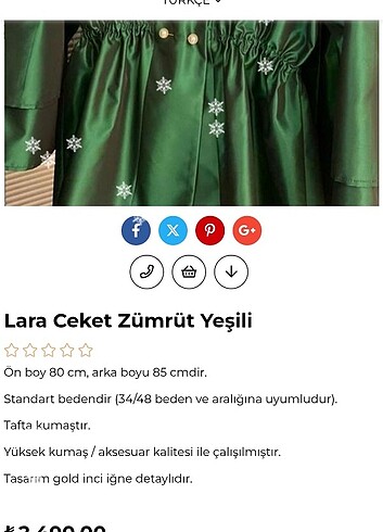 diğer Beden Tafta design Lara ceket