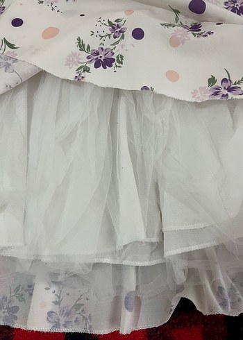 Kız Çocuk Renkli Çiçekli Fırfırlı Elbise - Görsel 4