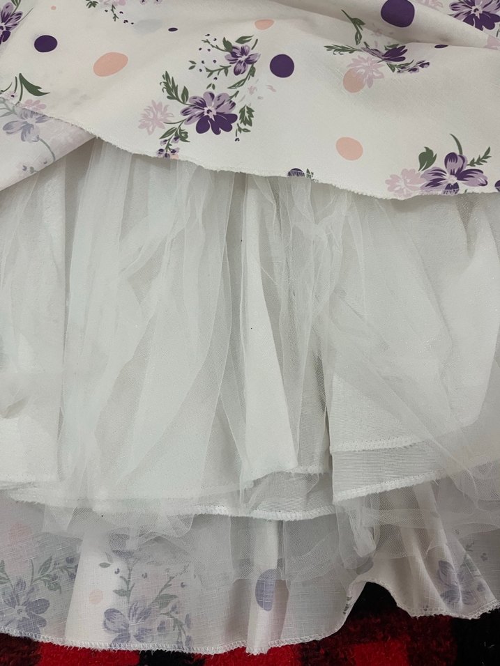 Kız Çocuk Renkli Çiçekli Fırfırlı Elbise - Görsel 4