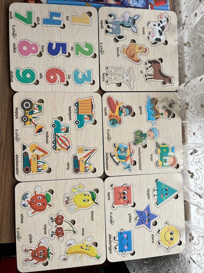 Çocuklar için Renkli Ahşap Puzzle Seti - Görsel 2