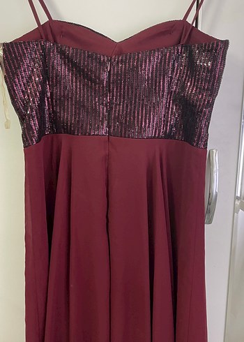 Payet detaylı bordo abiye - Görsel 2