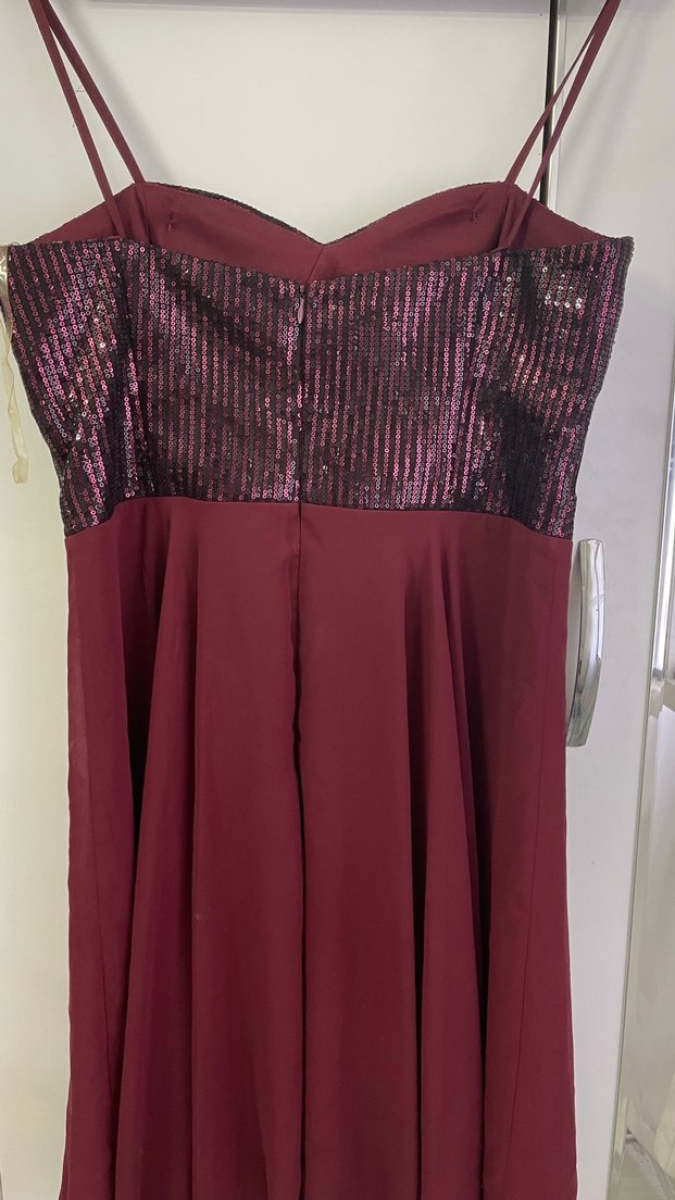Payet detaylı bordo abiye - Görsel 2