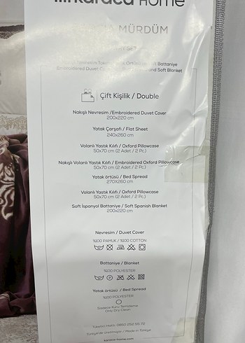 Bordo Nakışlı Yatak Örtüsü - Görsel 4