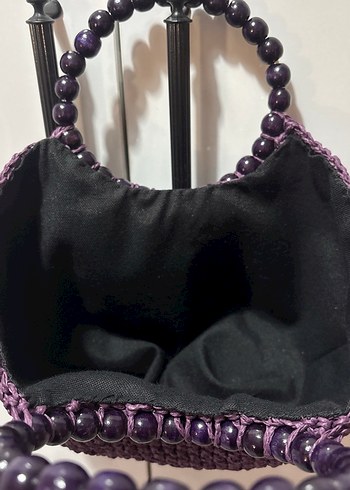 Mor Astarlı Hasır Çanta - Görsel 3