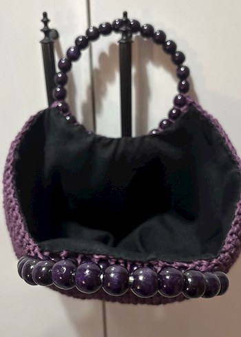 Mor Astarlı Hasır Çanta - Görsel 2