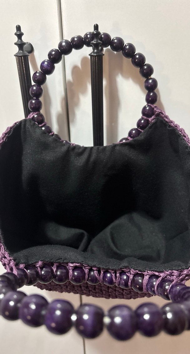 Mor Astarlı Hasır Çanta - Görsel 3