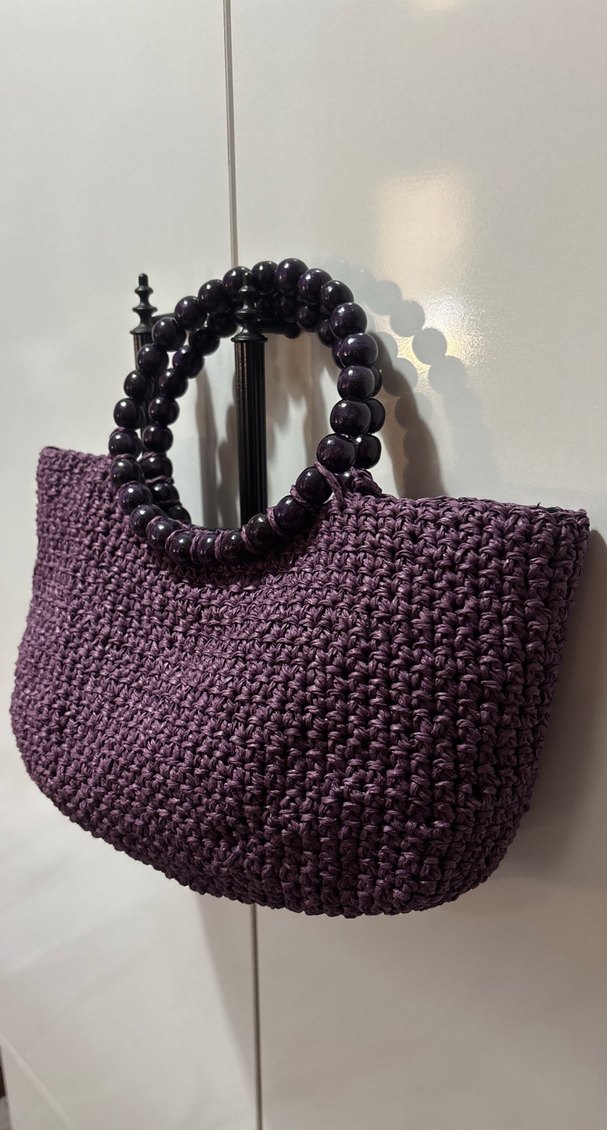 Mor Astarlı Hasır Çanta - Görsel 4