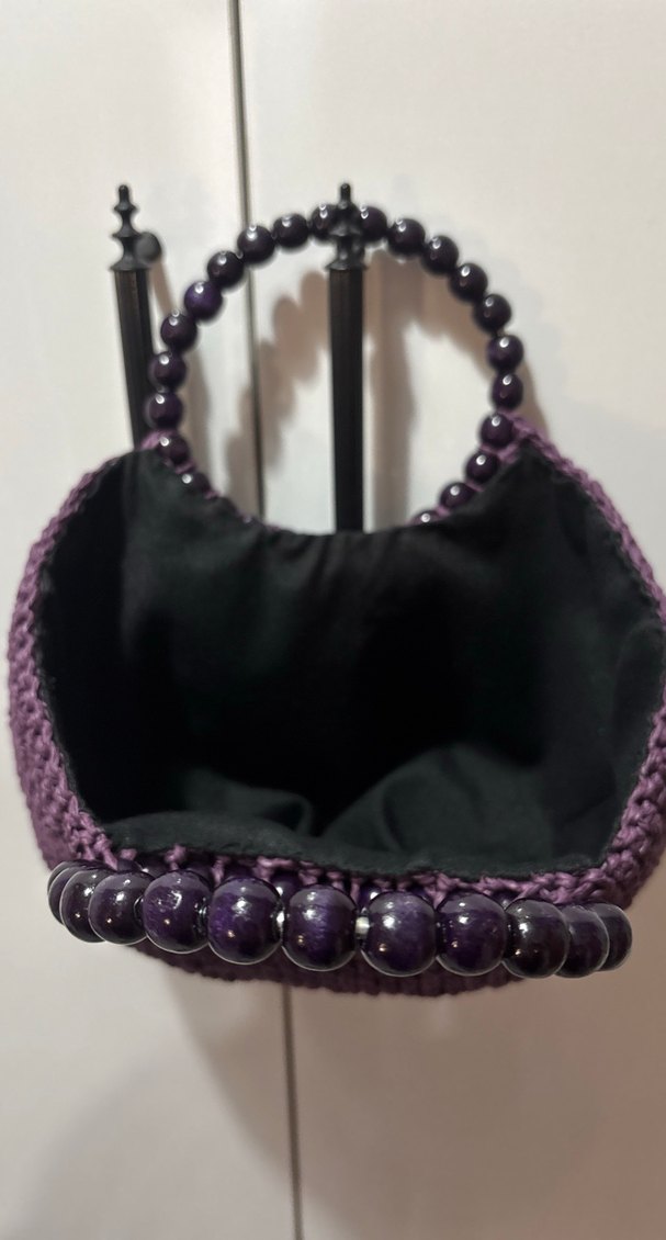 Mor Astarlı Hasır Çanta - Görsel 2