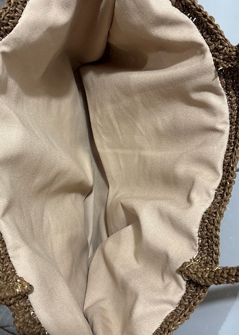 Astarlı Metalik Hasır Çanta - Görsel 4