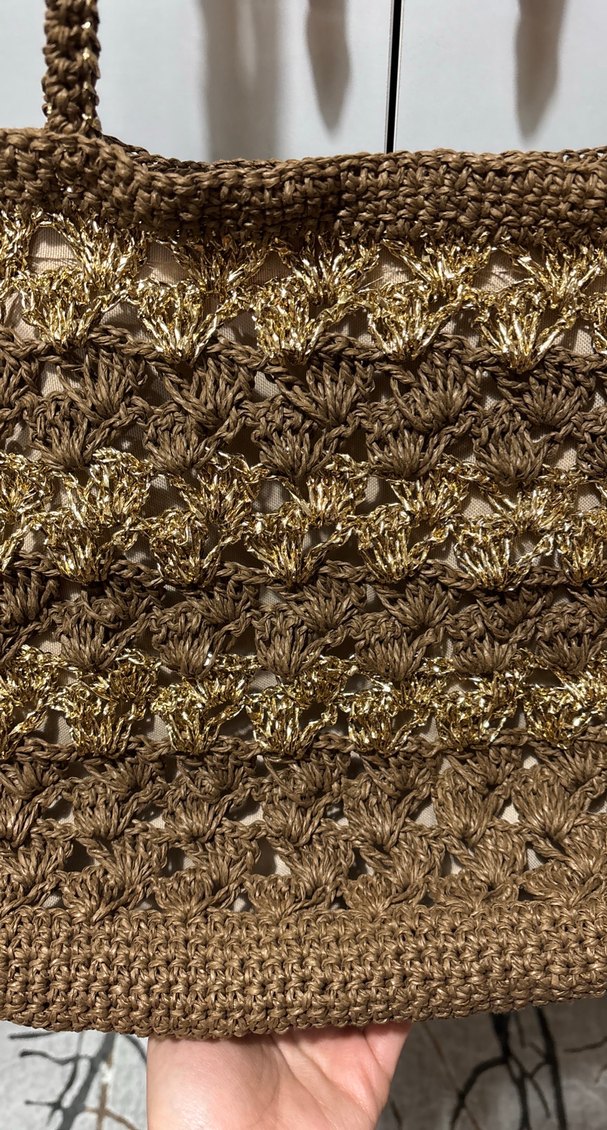 Astarlı Metalik Hasır Çanta - Görsel 2