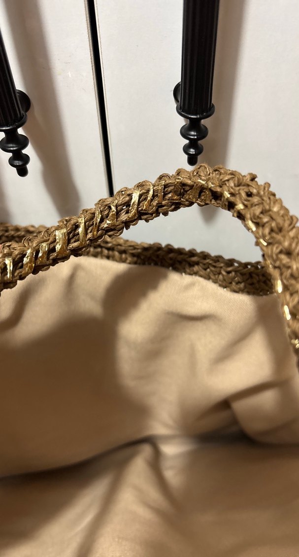 Astarlı Metalik Hasır Çanta - Görsel 3