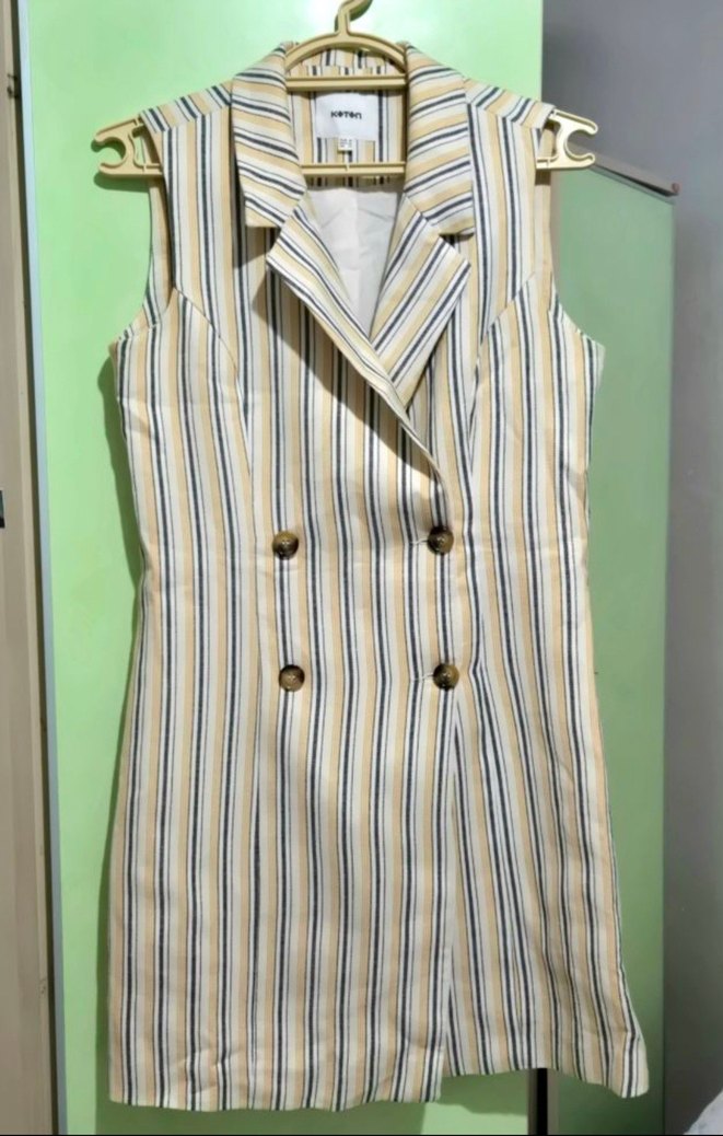 Bej Çizgili Elbise - Görsel 2