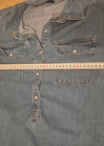 Mavi Kot Kemerli Mini Elbise - Görsel 8