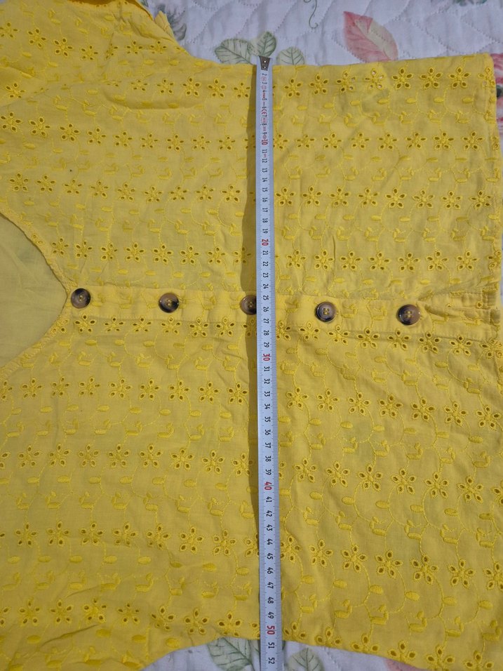 Sarı Nakışlı Düğmeli Kadın Bluz - Görsel 4