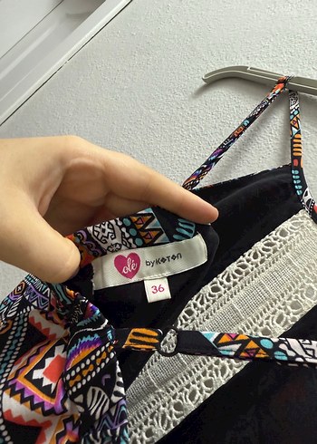 Renkli Bohem Dantel Detaylı Uzun Elbise - Görsel 4