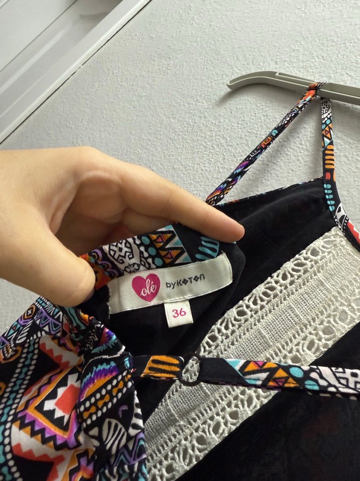 Renkli Bohem Dantel Detaylı Uzun Elbise - Görsel 4