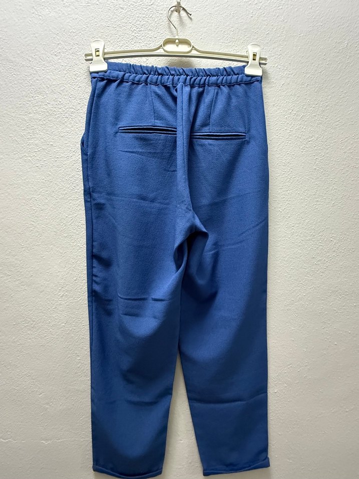 Mavi Kemerli Kadın Kumaş Pantolon - Görsel 2