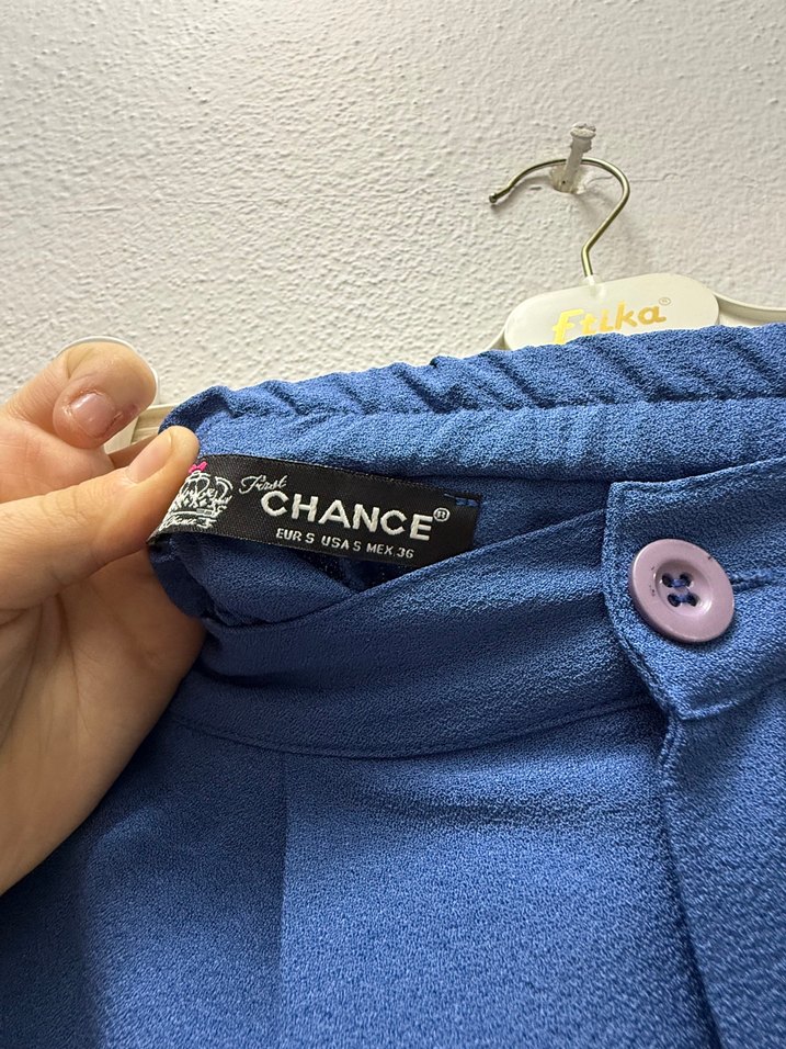 Mavi Kemerli Kadın Kumaş Pantolon - Görsel 3