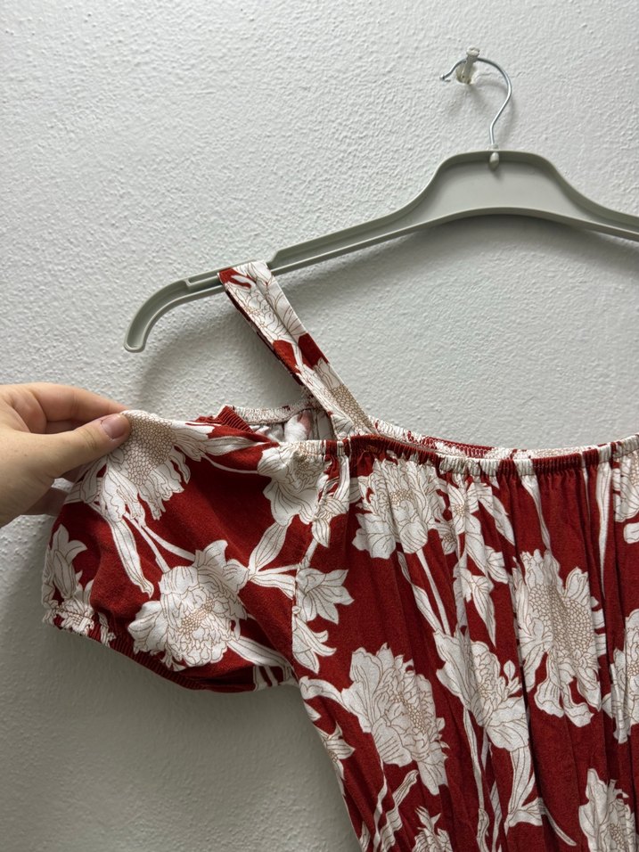 Kırmızı Bohem Desenli Uzun Elbise - Görsel 2