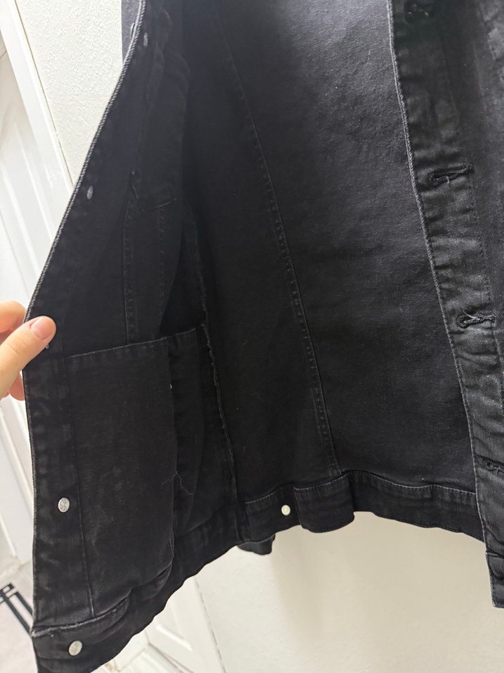 Siyah erkek Denim Ceket Düğmeli - Görsel 3