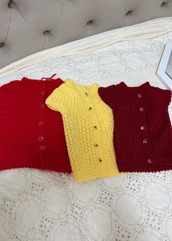 Kızlar için Nakışlı Renkli Örgü Yelek - Görsel 2