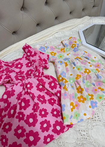 Çiçek Desenli Kız Çocuk Bohem Elbise - Görsel 2