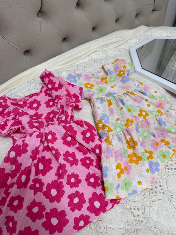 Çiçek Desenli Kız Çocuk Bohem Elbise - Görsel 2