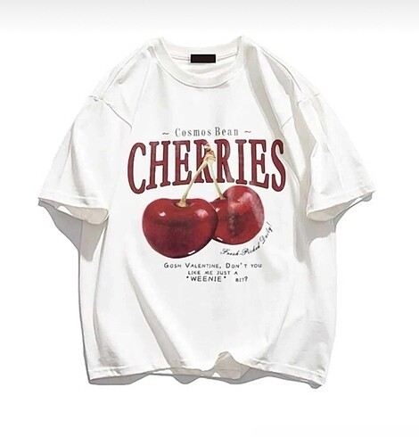 Cherries baskılı t-shirt
