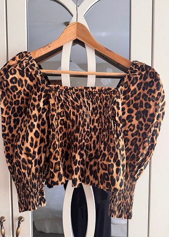 Zara Zara balon kol leoparlı bluz