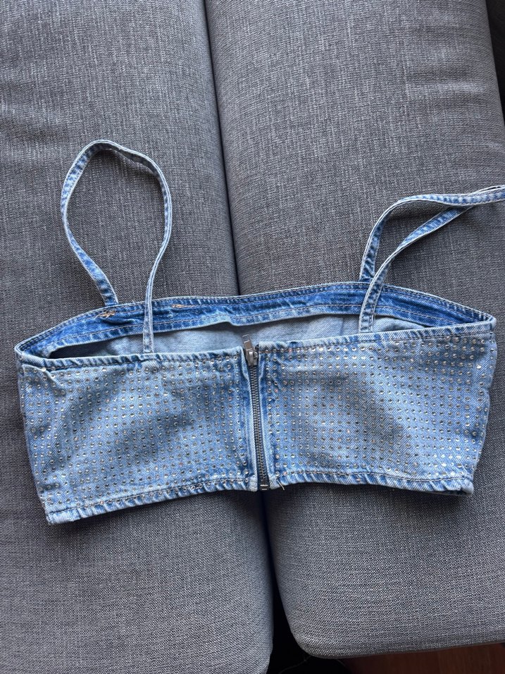 Zara taşlı kot üst - Görsel 5