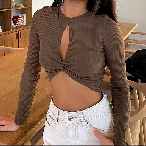 pull&bear crop uzun kollu