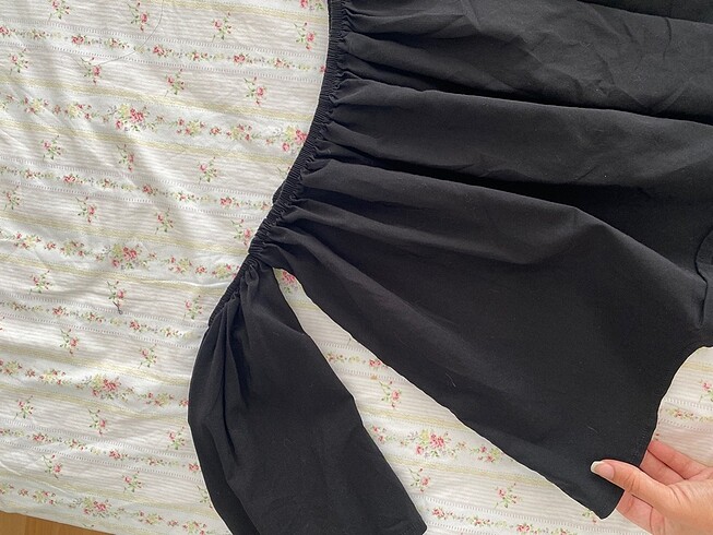 siyah lastikli straplez üst - Görsel 3